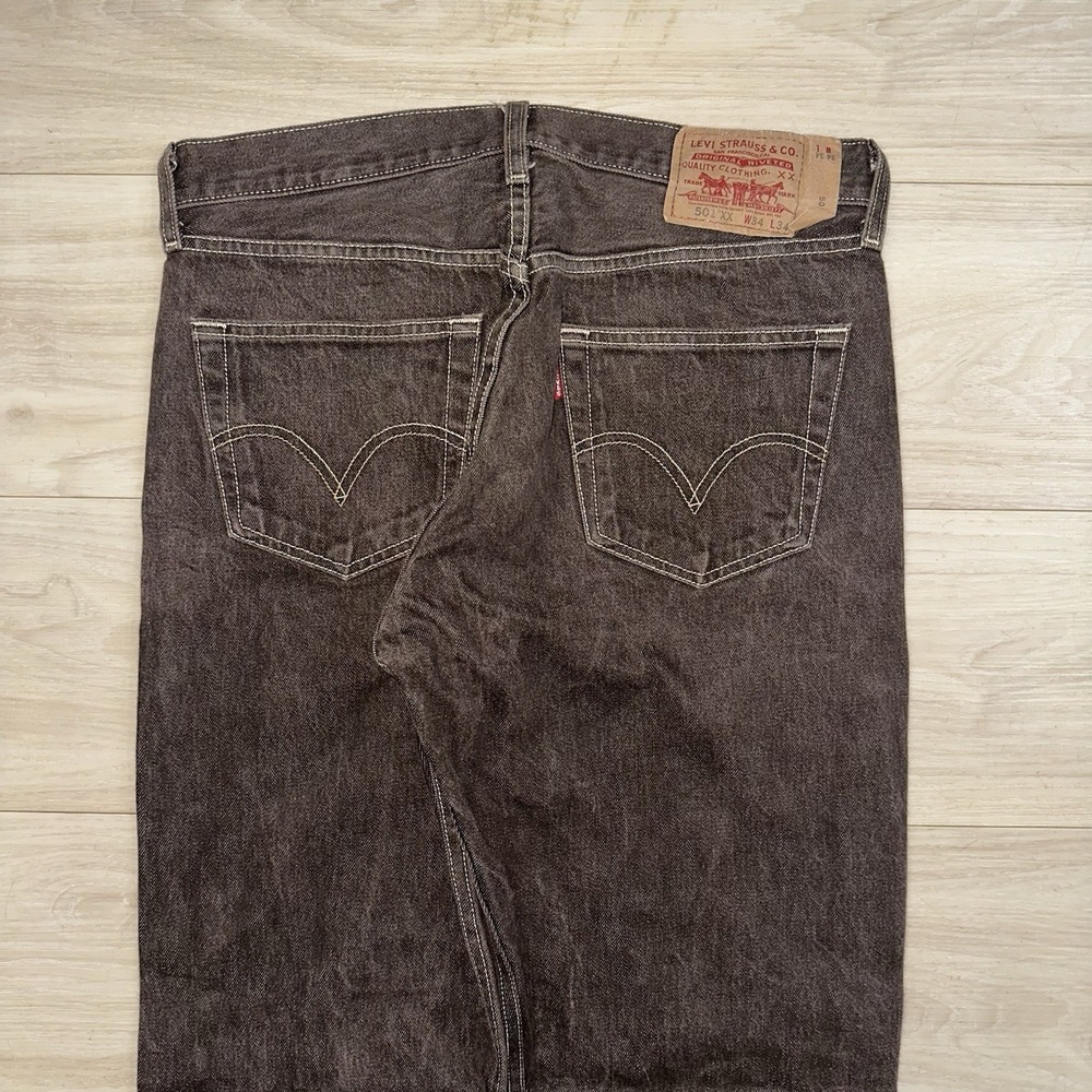 Vintage Levi's 501 Jeans Mens 34x34 (33x31) Brown Denim Button Fly Straight Leg